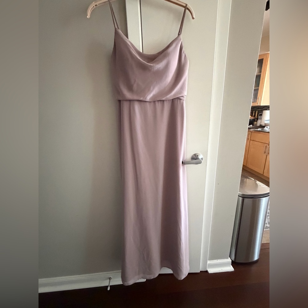 Revelry Strapless Satin Cowl Dress in Mauve